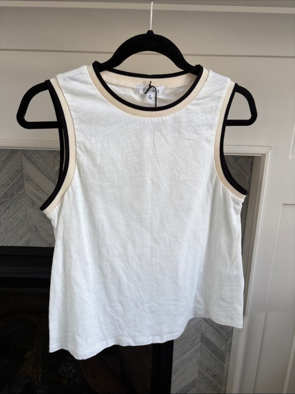 Social Threads | THML White Tank Black Tan Trim Size S NWT